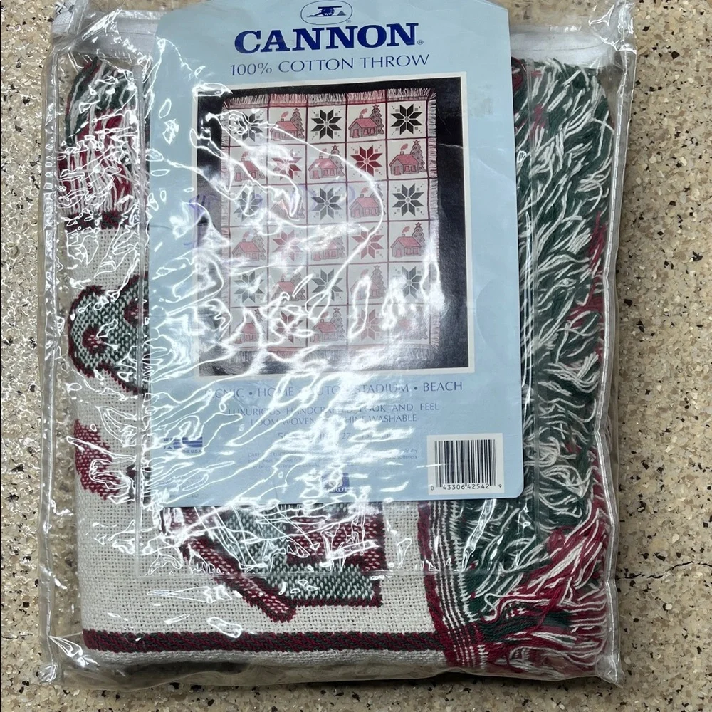 Cannon Vtg XMas Holiday Throw Blanket 50” x 60” Made in USA